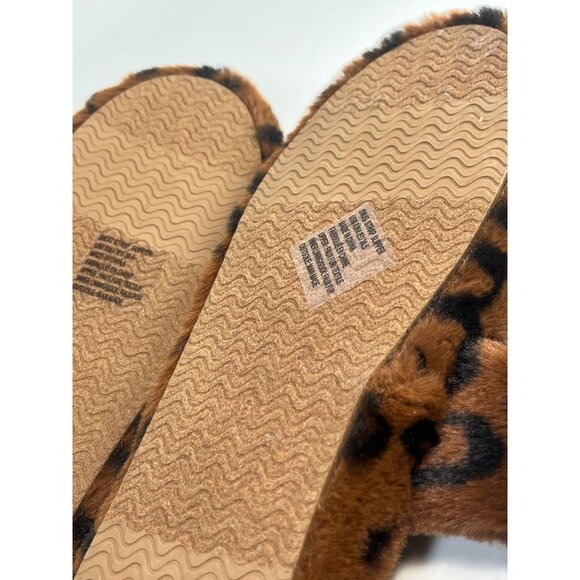 Fabletics Slippers Snug Strap Slipper Fuzzy Brown Leopard Print Slippers Women 6 - Picture 8 of 10